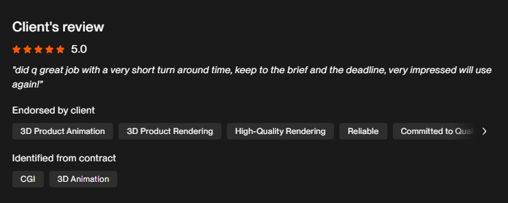 5.0 client review: did a great job with a very short turn around time, kept to the brief and the deadline, very impressed, will use again.
